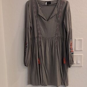 Entro Charcoal Dress with Colorful Embroidery